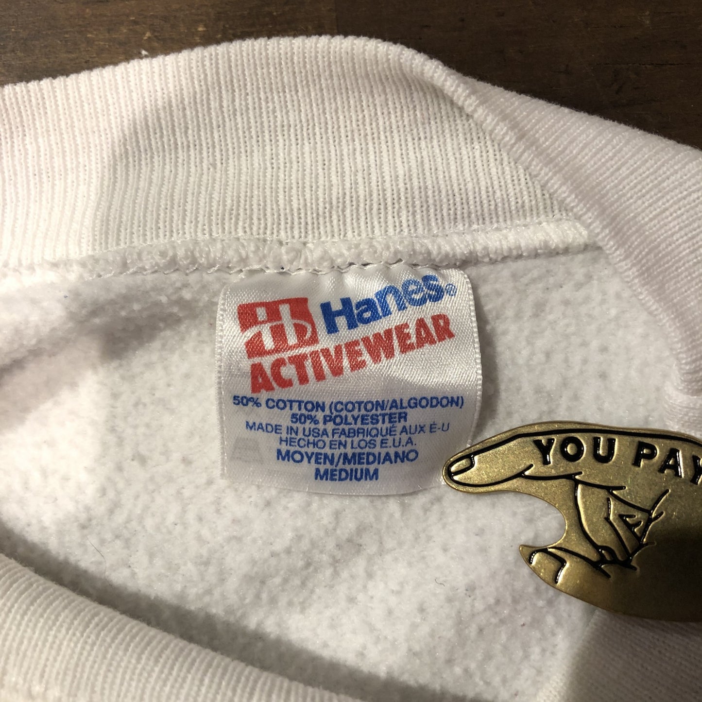 90s Hanes USA製 バックプリントスウェット ホワイト M