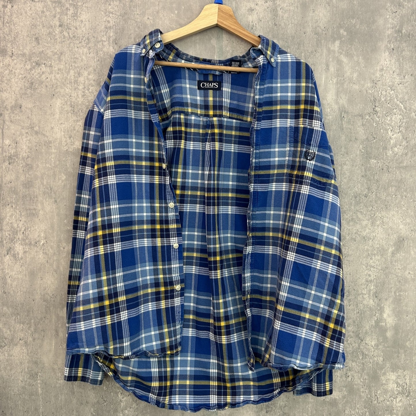 00s vintage 古着 ビンテージ CHAPS チャップス 長袖シャツ ボタンダウン チェック柄 ロゴ刺繍