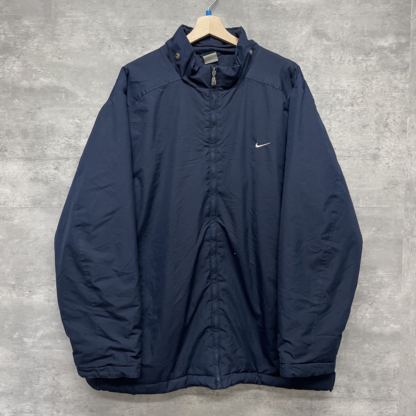 00s vintage 古着 ビンテージ NIKE ナイキ ナイロンジャケット フルジップ 胸元ロゴ バックロゴ ネイビー