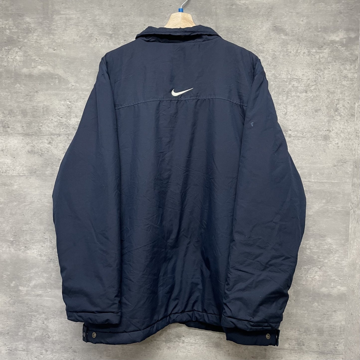 00s vintage 古着 ビンテージ NIKE ナイキ ナイロンジャケット フルジップ 胸元ロゴ バックロゴ ネイビー