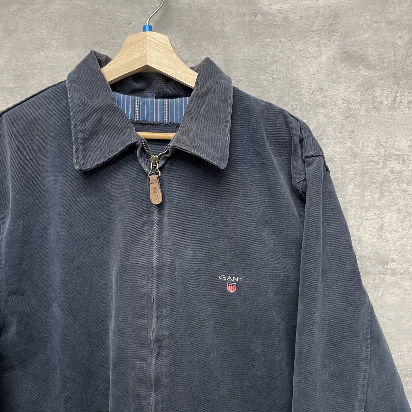 00s GANT ガント ドリズラージャケット スイングトップ 刺繍ロゴ フルジップ オーバーサイズ アメカジ カジュアル ネイビー