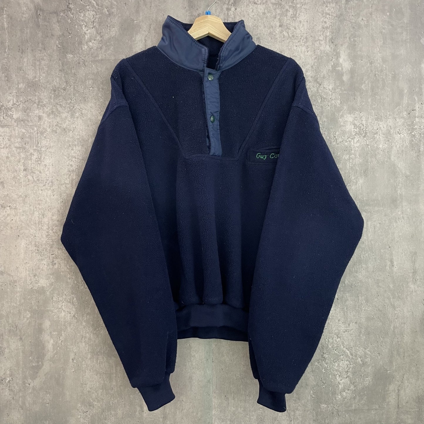 90s vintage 古着 ビンテージ Guy Cotten ハーフ スナップ ボタン ジャケット フリース ワンカラー 防寒 シンプル