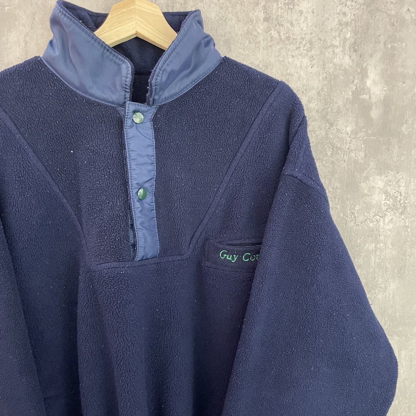 90s vintage 古着 ビンテージ Guy Cotten ハーフ スナップ ボタン ジャケット フリース ワンカラー 防寒 シンプル