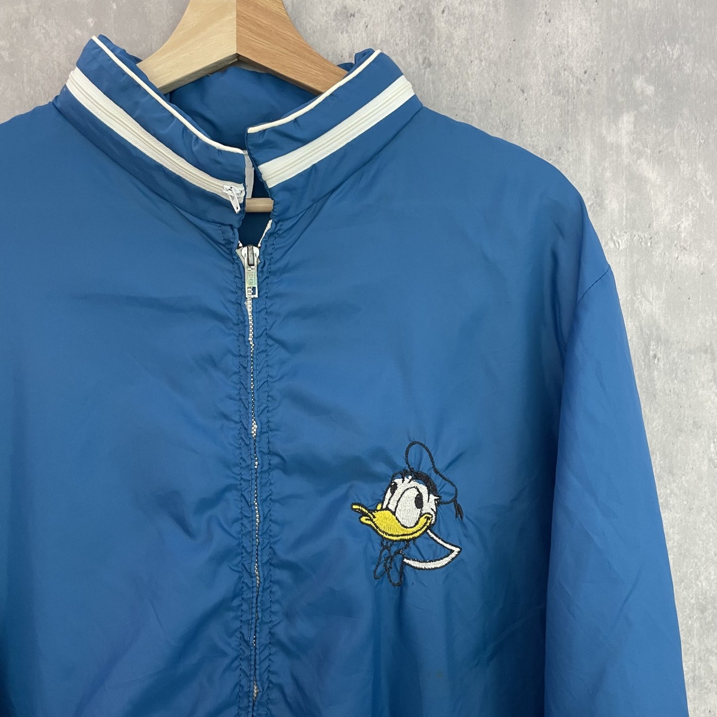 70s vintage 古着 ビンテージ ディズニー ドナルドダック刺繍 Disney ナイロンジャケット フルジップ