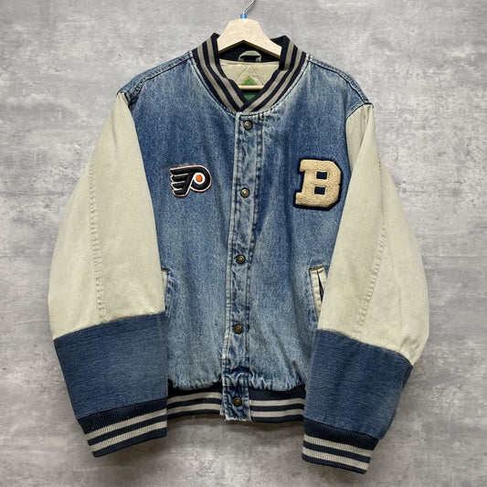 90s vintage 古着 ビンテージ デニムジャケット ワッペン チームロゴ ワンポイント デニム