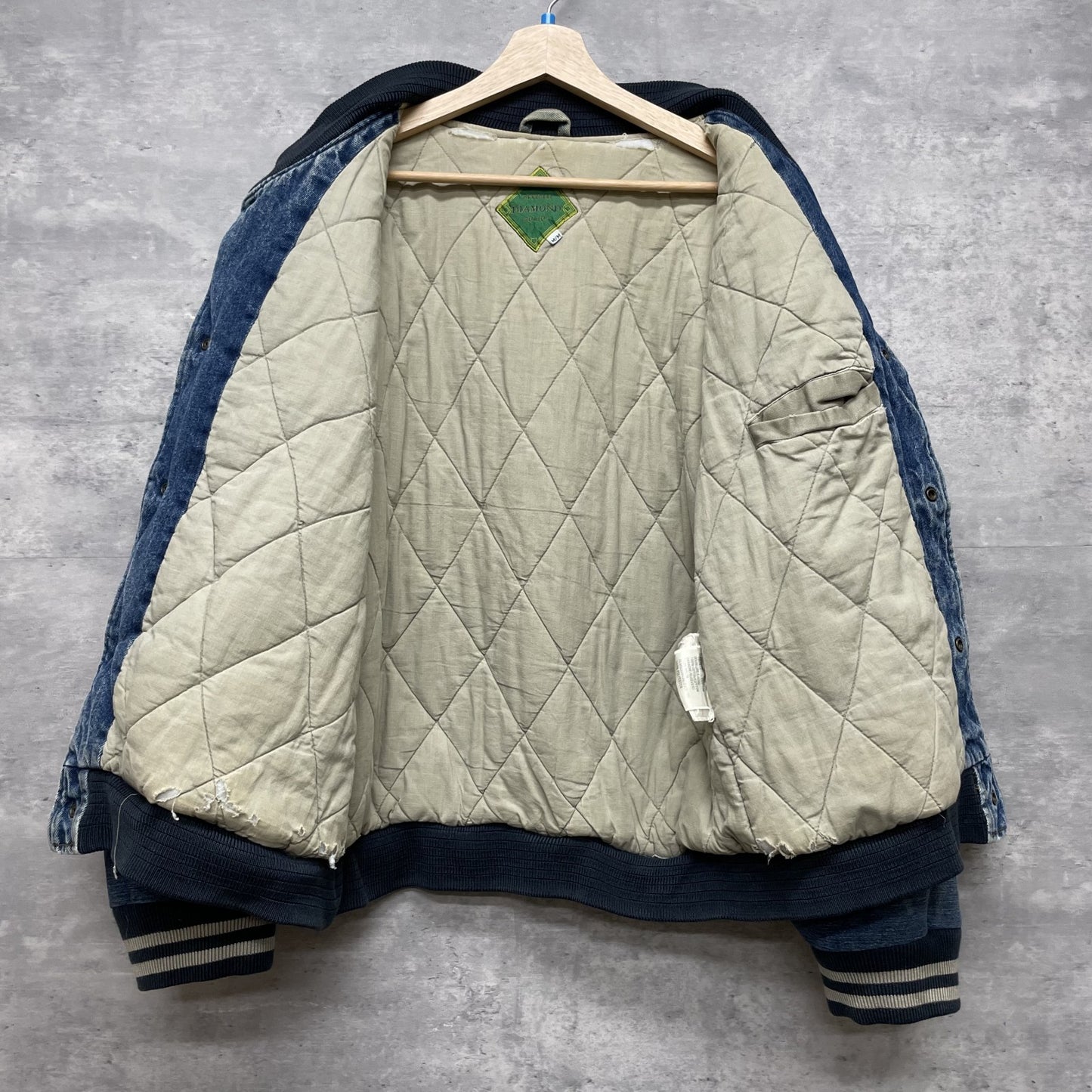 90s vintage 古着 ビンテージ デニムジャケット ワッペン チームロゴ ワンポイント デニム