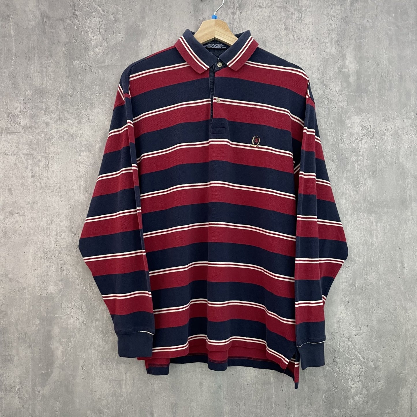 90s vintage 古着 ビンテージ トミー TOMMY HILFIGER トミーヒルフィガー 刺繍ロゴ ラガーシャツ アメカジ ストリート