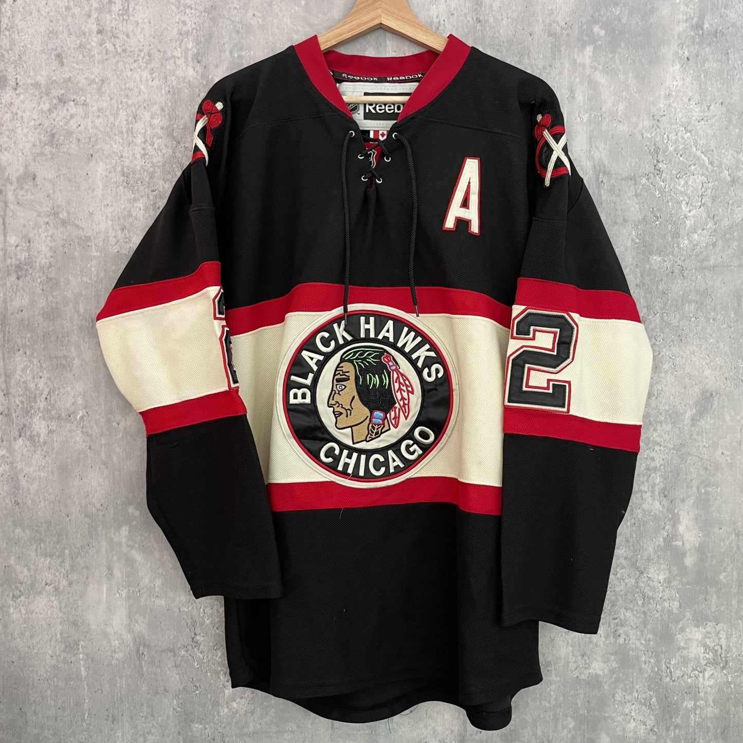 90s 00s vintage 古着 ビンテージ Reebok リーボック NHL シカゴ 長袖ホッケー ゲームシャツ メッシュ