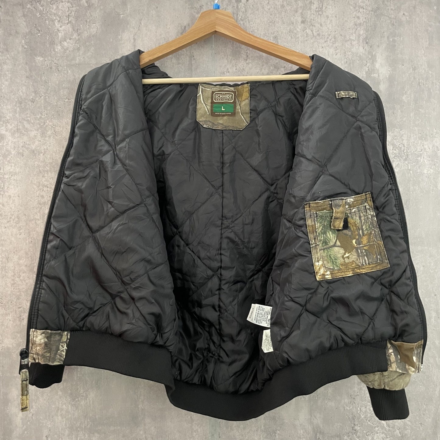 90s vintage 古着 ビンテージ シーイーシュミット C.E.SCHMIDT リアルツリー フルジップ 総柄 キルティングライナー 迷彩 ストリート