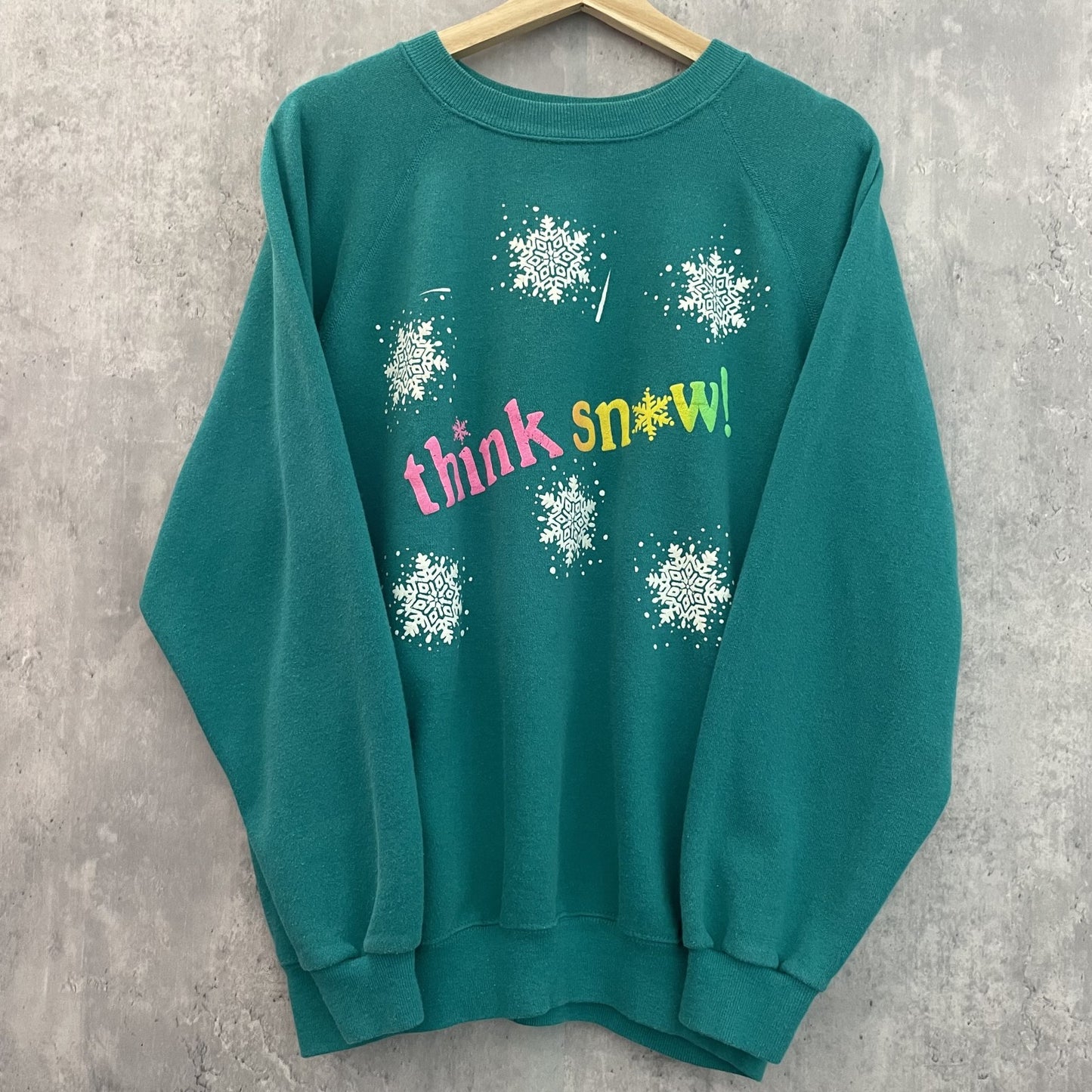 80s vintage 古着 ビンテージ ヘインズ Hanes USA製 ラグラン スウェット ターコイズブルー