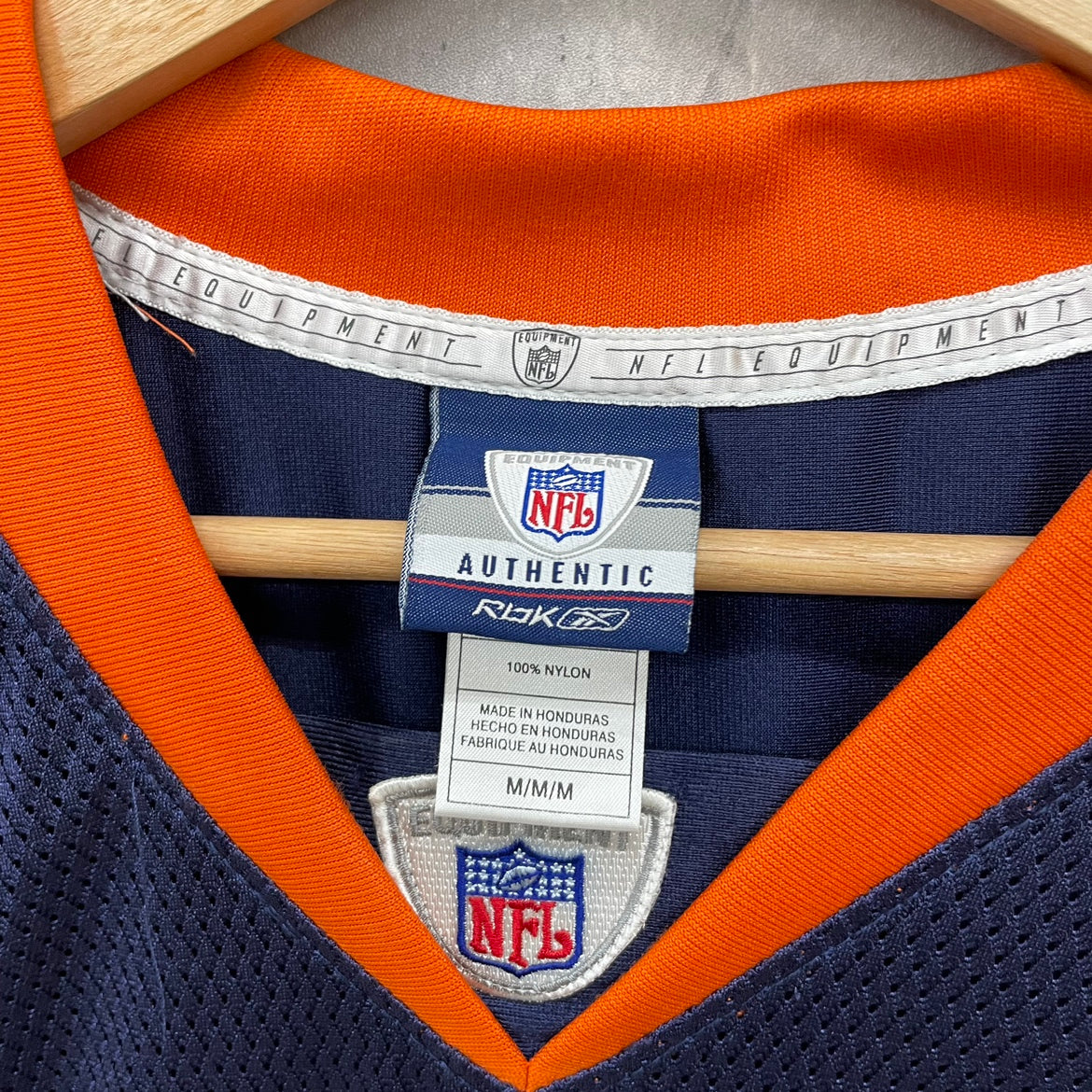 Reebok EQUIPMENT NFL DENVER BRONCOS CUTLER ゲームシャツ リーボック 半袖 Tシャツ 古着 ビンテージ ネイビー Ⅿ