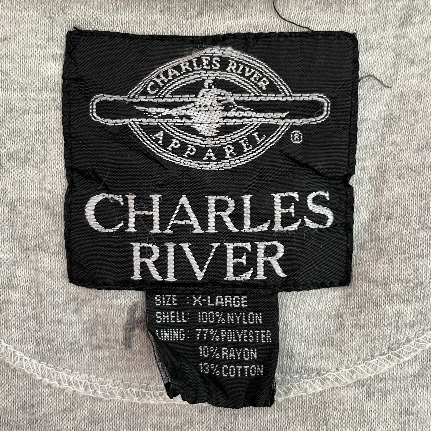 90s vintage 古着 ビンテージ CHARLES RIVER ナイロン ジップアップフーディージャケット 胸刺繍