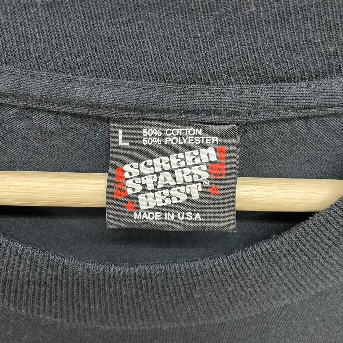 90s USA製 SCREEN STARS INTELMAN Tシャツ スクリーンスターズ インテルマン 半袖 デザイン 古着 ビンテージ ブラック L