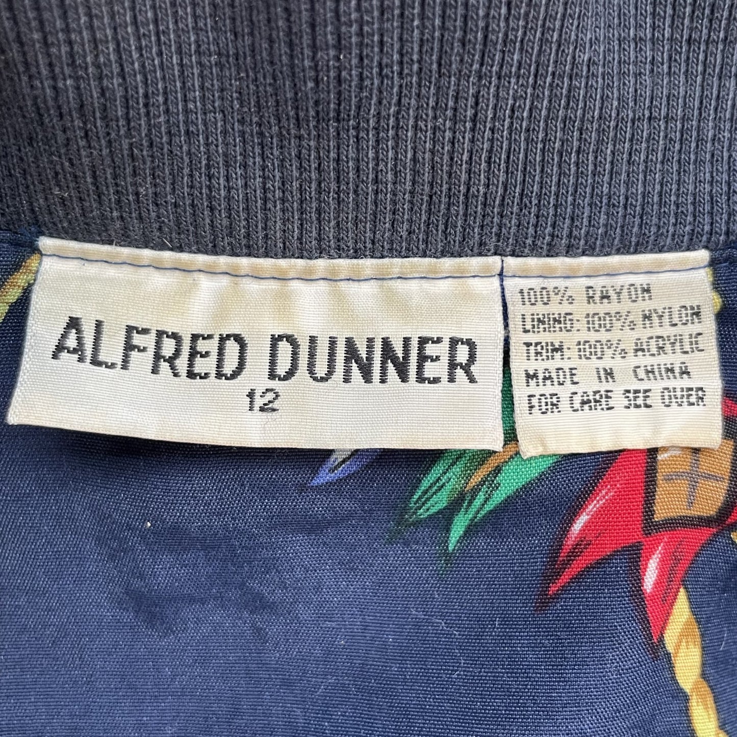 90s vintage 古着 ビンテージ ALERED DUNNER アルフレッドダナー レーヨン ナイロン ブルゾンジャケット 総柄 薄手