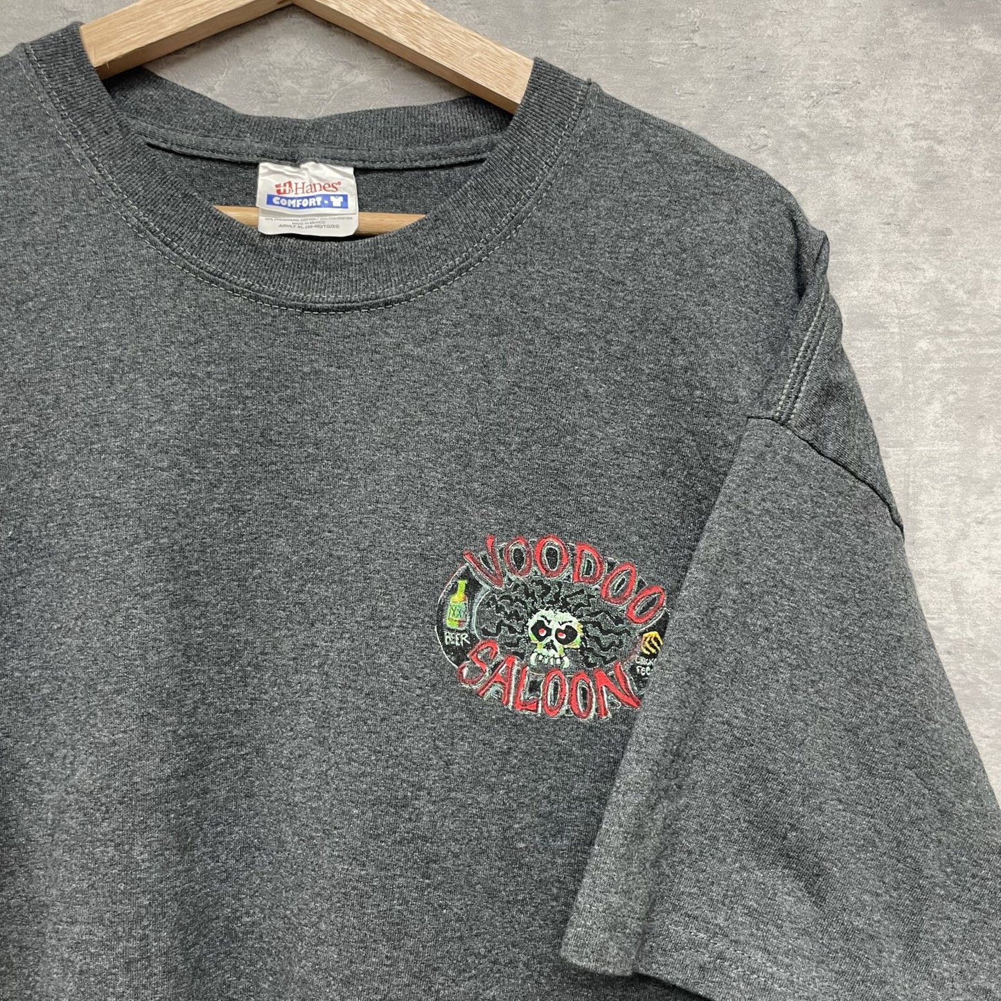 00s vintage 古着 ビンテージ ヘインズ Hanes スカル グレー ストリート オーバーサイズ バイカー ニューオーリンズ