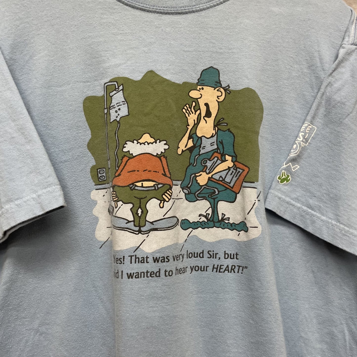 00s vintage 古着 ビンテージ ブルー 袖ロゴ ジョークTee アメカジ ストリート オーバーサイズ