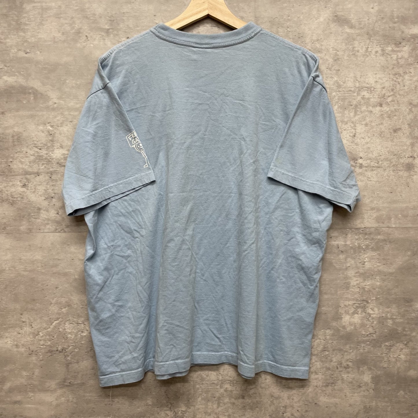 00s vintage 古着 ビンテージ ブルー 袖ロゴ ジョークTee アメカジ ストリート オーバーサイズ