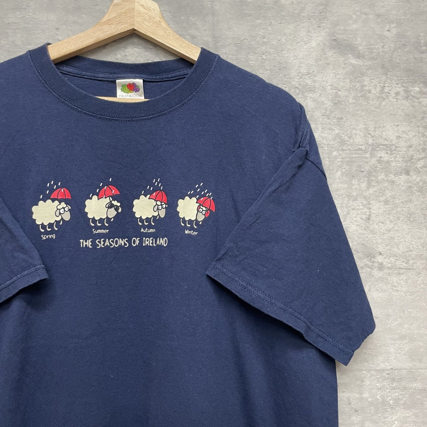 00s vintage 古着 ビンテージ ネイビー フロントプリント 羊 シティ オーバーサイズ 四季 ファニーTee