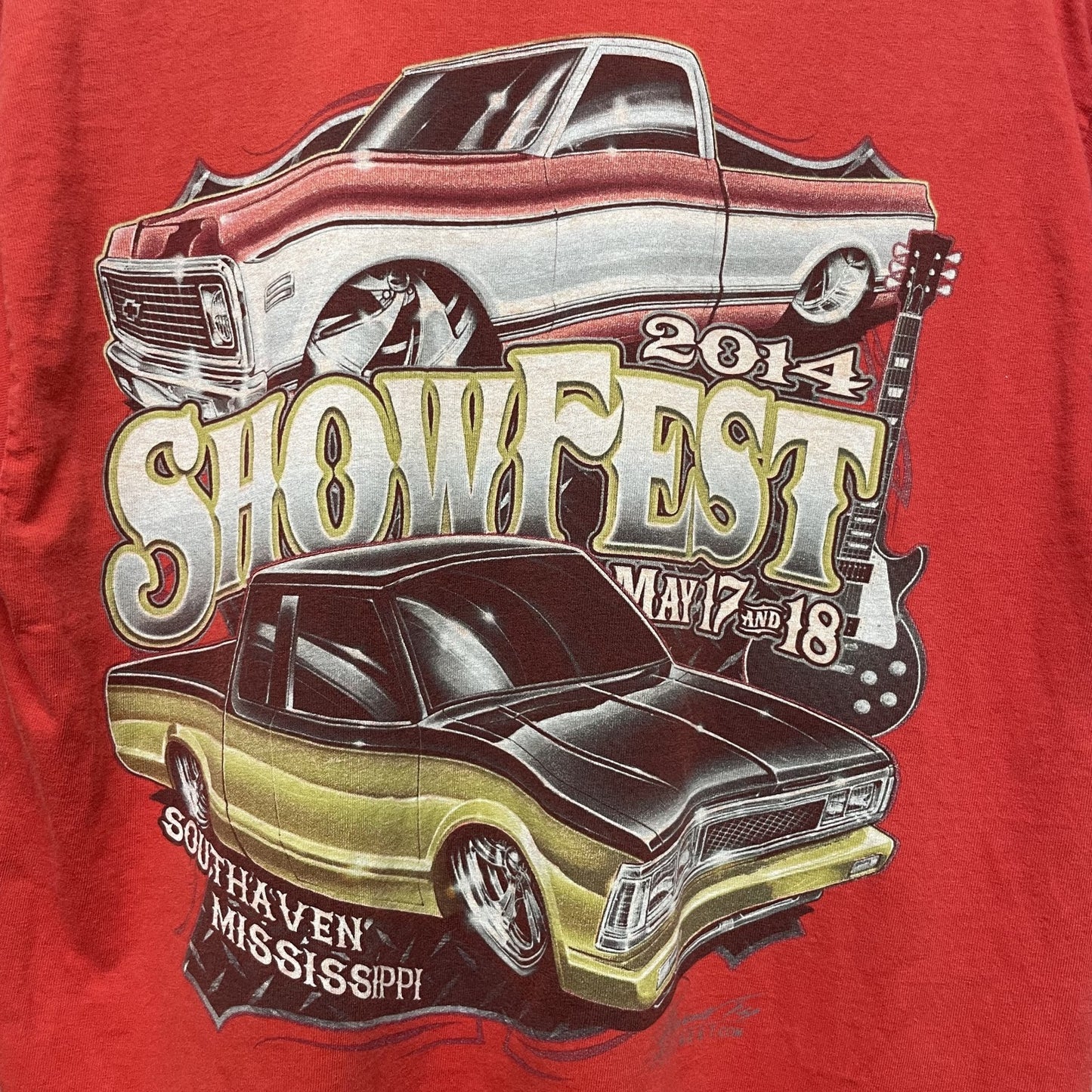 2014 vintage 古着 ギルダン ビンテージ モーター レッド ストリート 企業 ロゴ 車 SHOWFEST