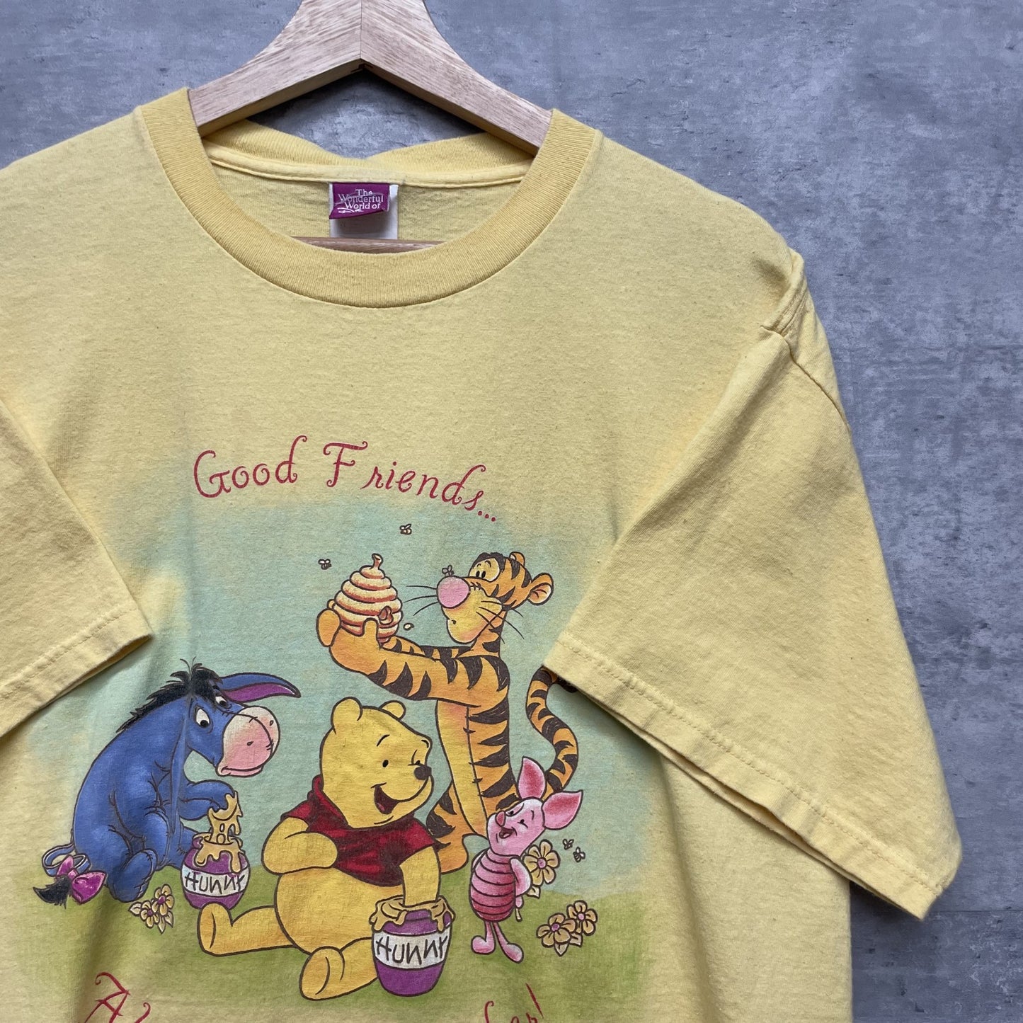 00s vintage 古着 ビンテージ ディズニー プーさん Disney フロントプリント キャラクター イエロー