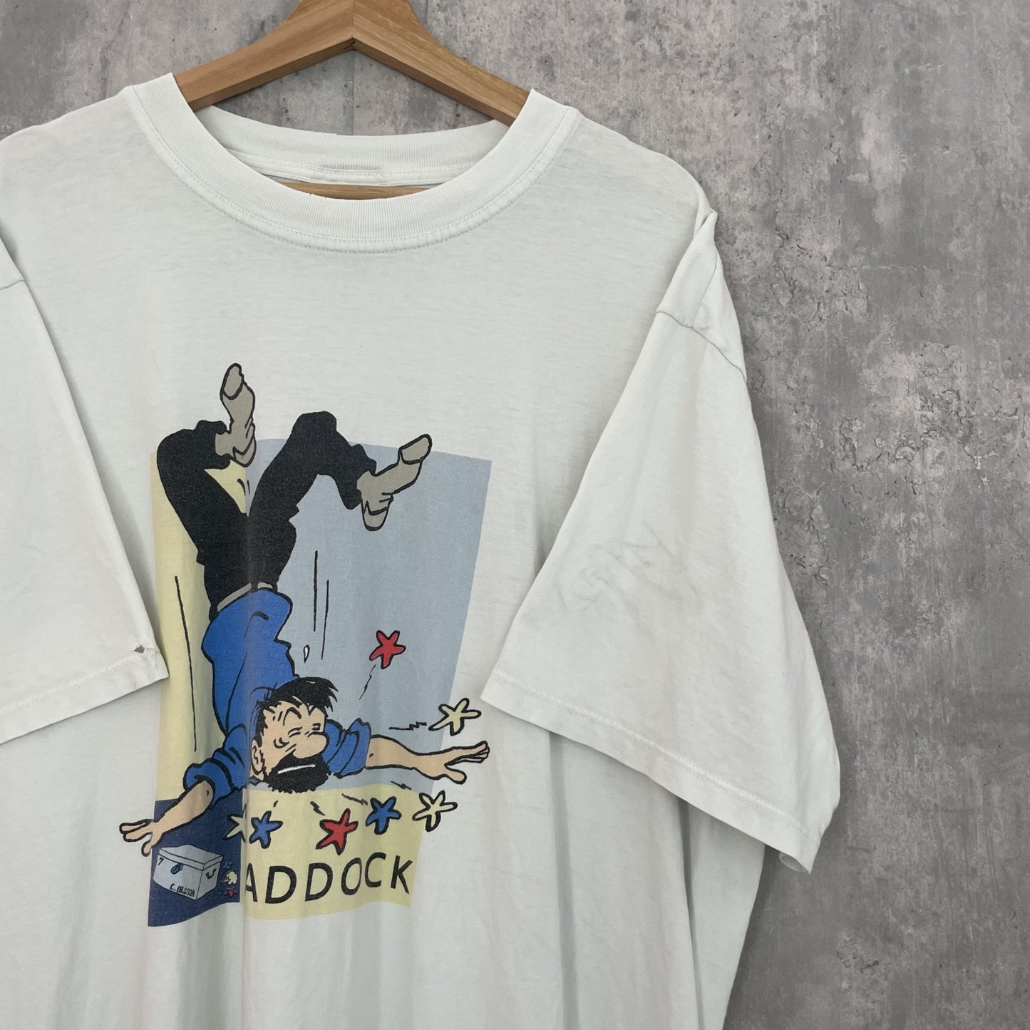 90s vintage 古着 ビンテージ TINTIN タンタン キャラクター フロントプリント ホワイト
