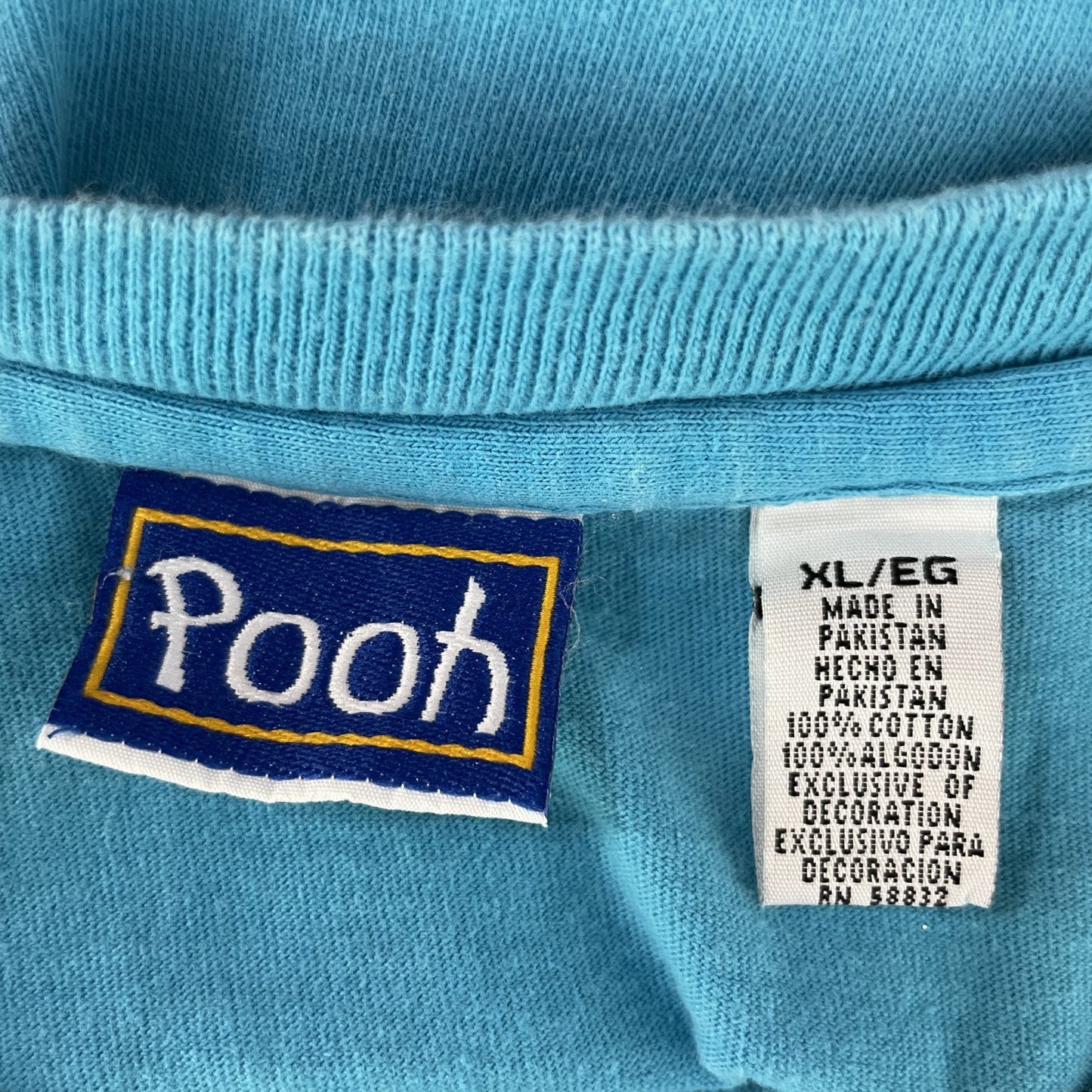 90S VINTAGE 古着 ビンテージ ディズニー プーさん Pooh キャラクター 刺繍 ライトブルー アニメ