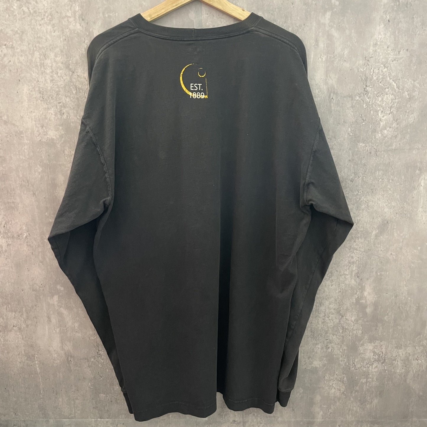 00s vintage 古着 ビンテージ カーハート Carhartt  長袖 ロンT フェード 鬼フェード フロントプリント