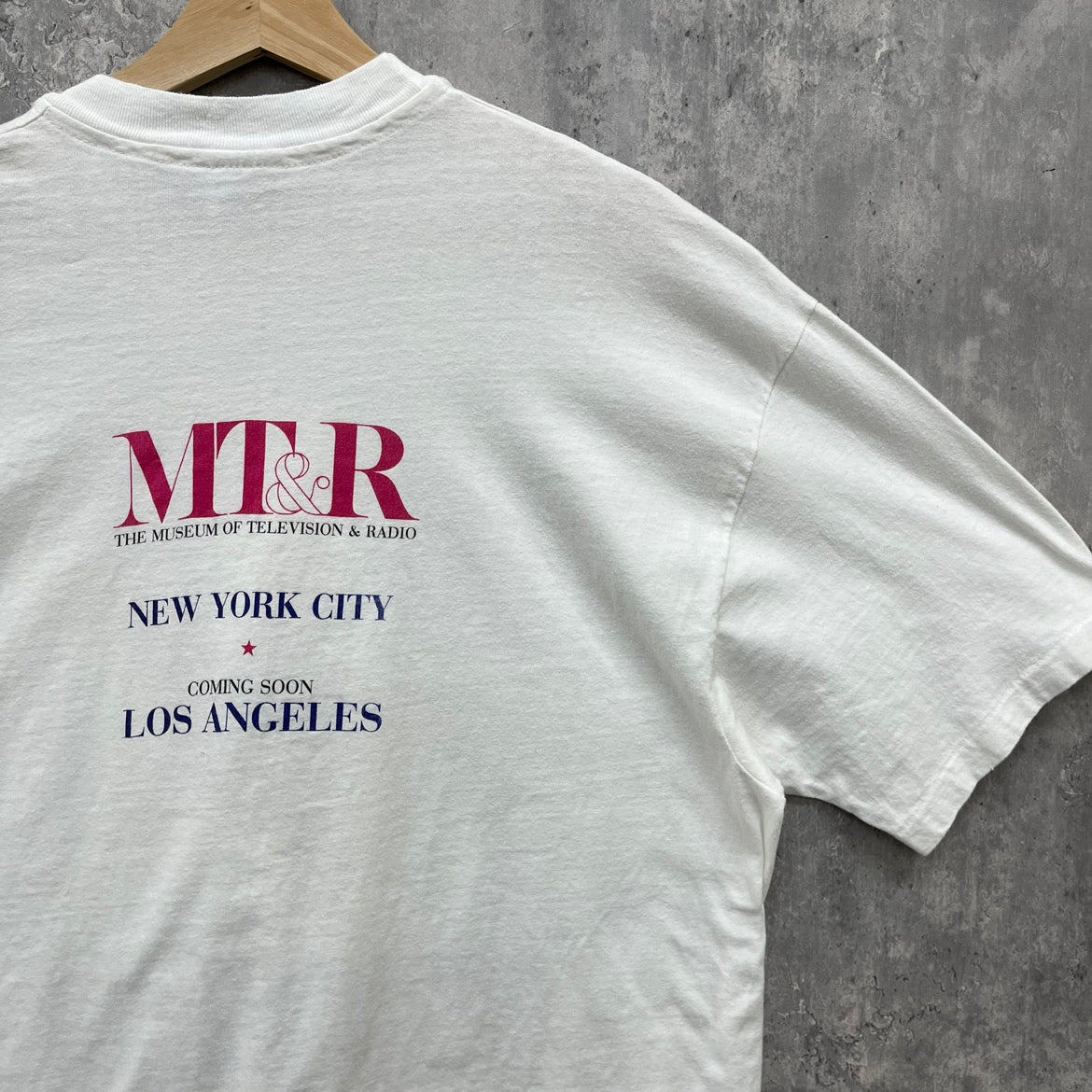 90s USA製 Hanes BEEFE-T THE MUSEUM OF TELEVISON&RADIO 半袖Tシャツ 博物館