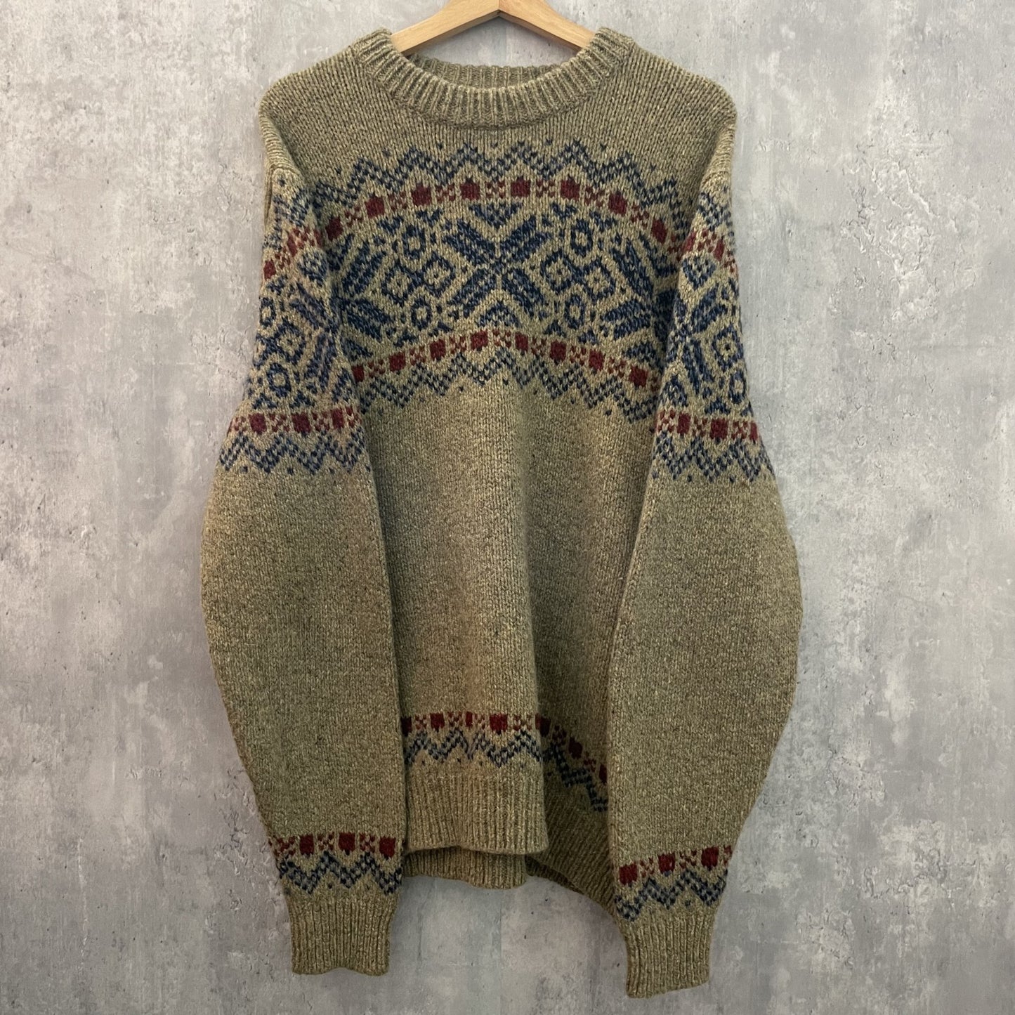 90s vintage 古着 ビンテージ エルエルビーン L.L.Bean ウール ニット アウトドア 総柄 ノルディック セーター