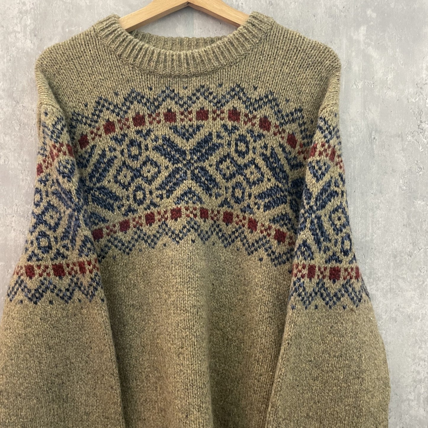 90s vintage 古着 ビンテージ エルエルビーン L.L.Bean ウール ニット アウトドア 総柄 ノルディック セーター