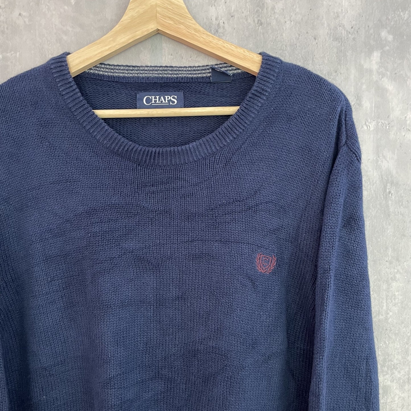00s vintage 古着 ビンテージ CHAPS チャップス コットンニット ワンカラー ワンポイント刺繍 ワンカラー シンプル