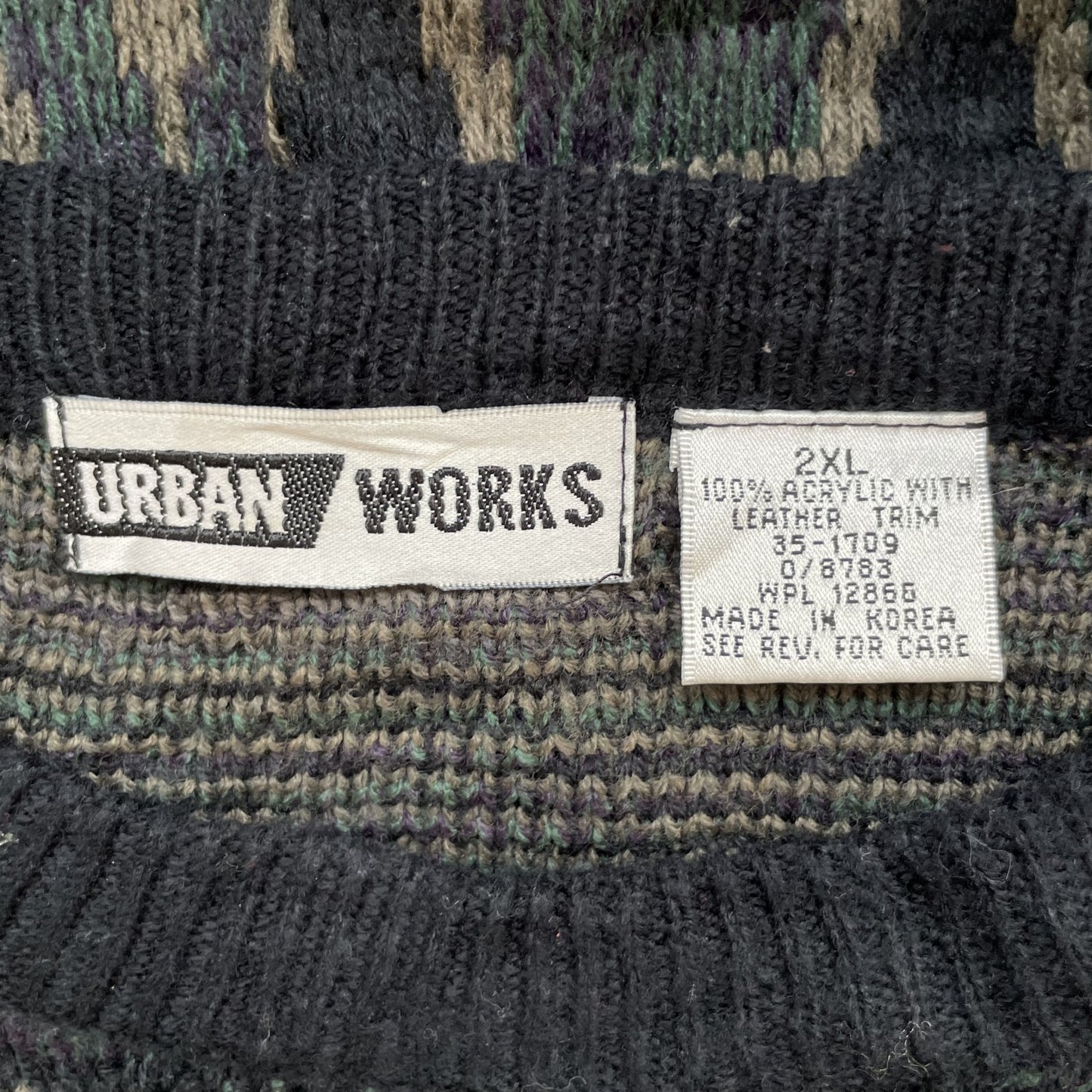 90s vintage 古着 ビンテージ URBAN WORKS アクリルニット 総柄 オーバーサイズ