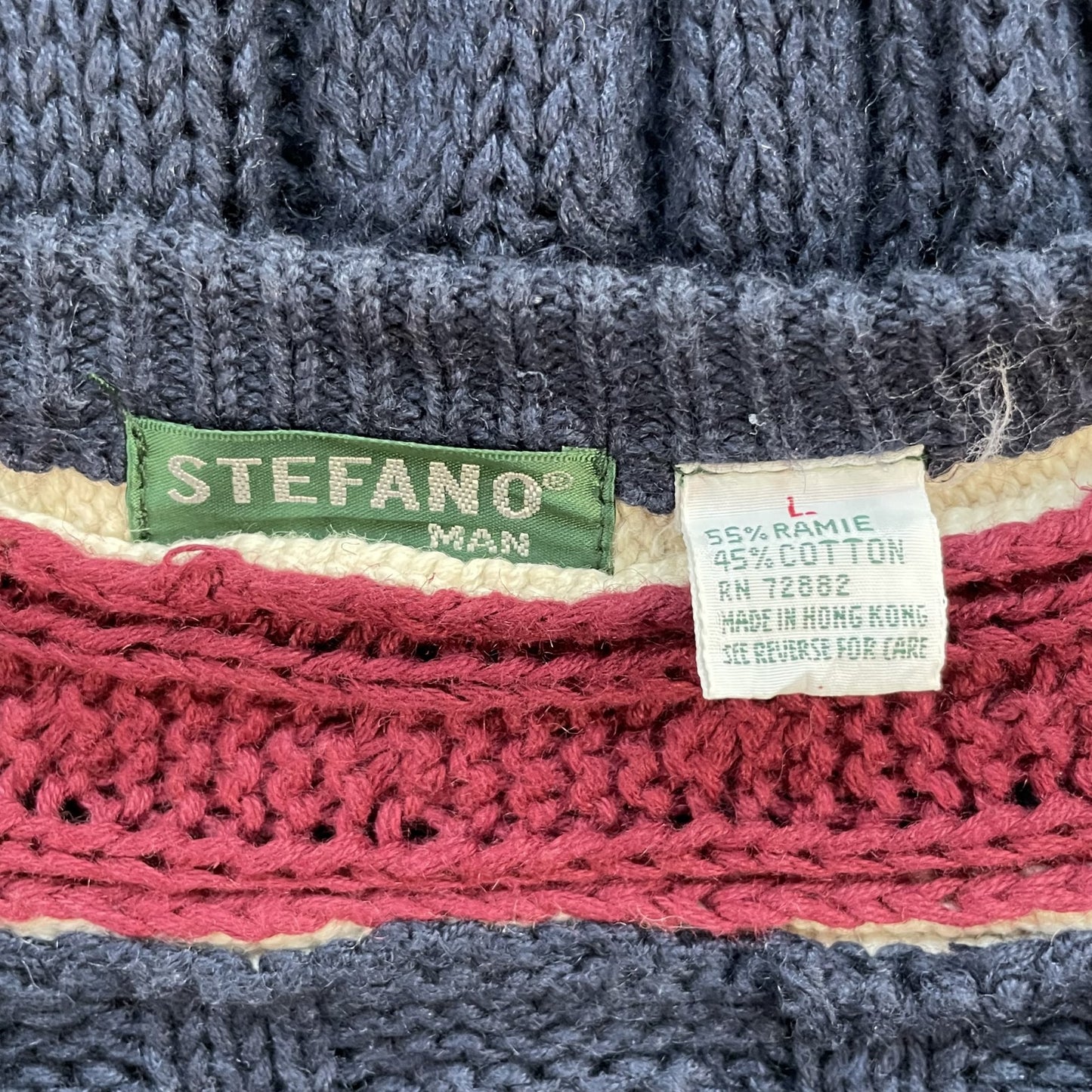 90s vintage 古着 ビンテージ ニット セーター Vネック STEFANO コットン メンズ