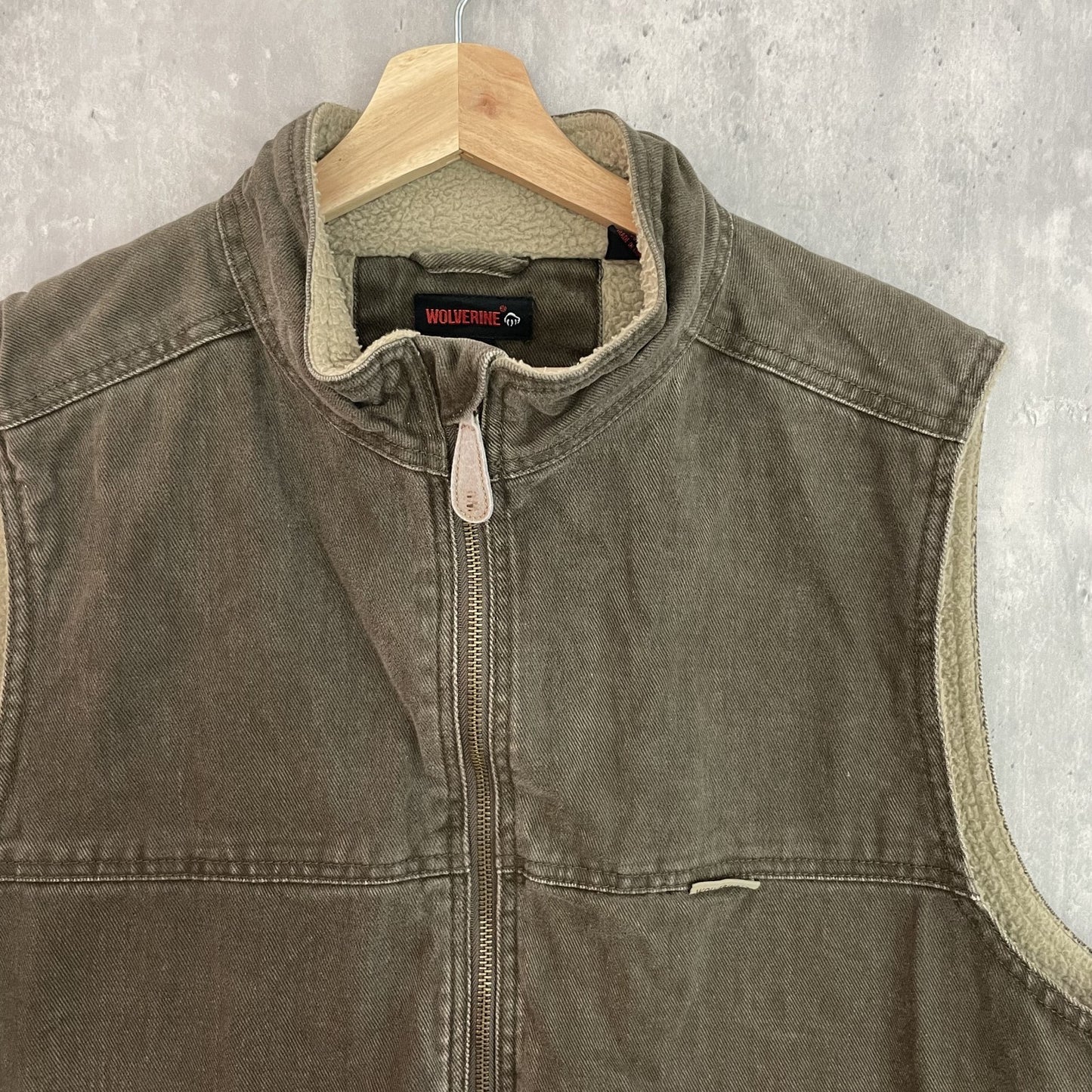 00s 古着 ビンテージ vintage ウルヴァリン ダックベスト フルジップ ワーク アウトドア 裏地フリース WOLVERINE