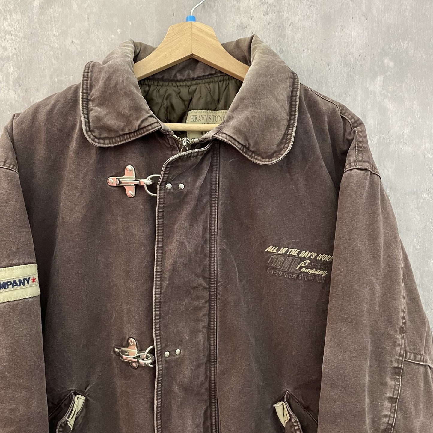 00s vintage 古着 ビンテージ OIL COMPANY ファイヤーマン ダックジャケット フロント刺繍 フルジップ キルティング