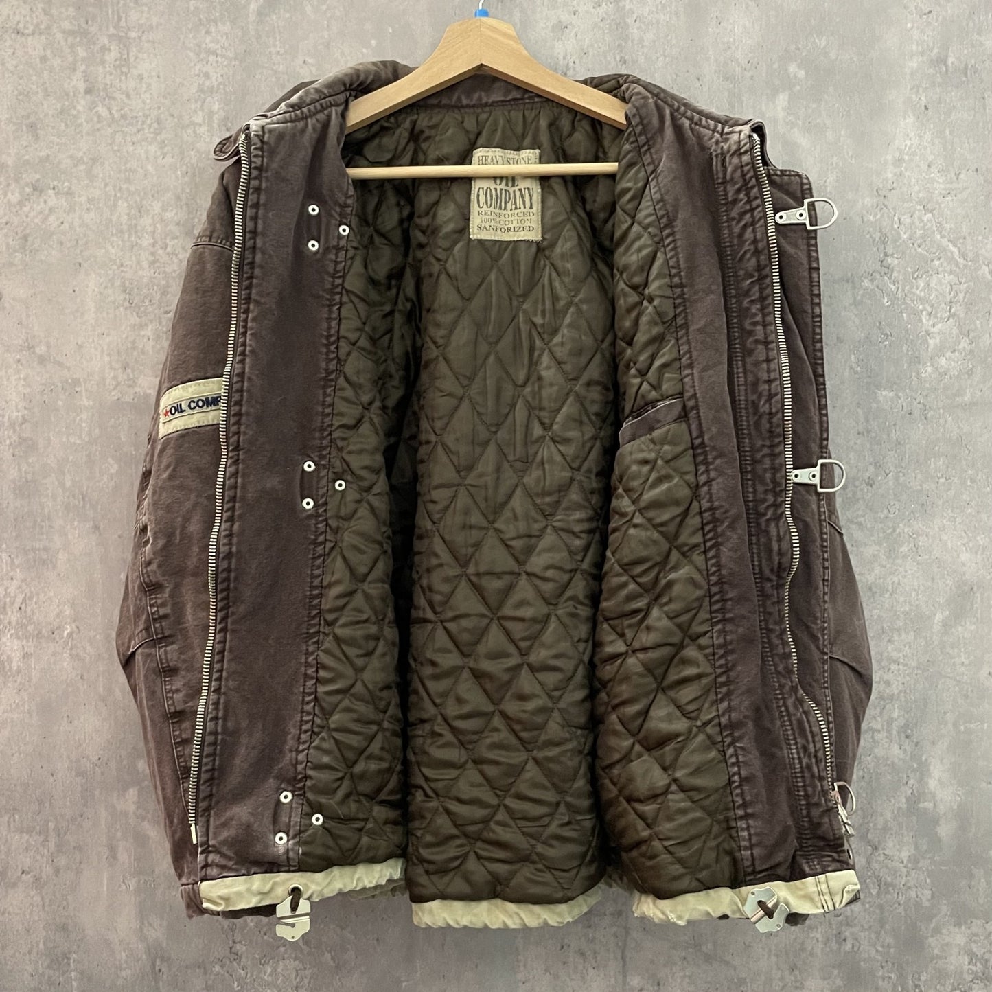 00s vintage 古着 ビンテージ OIL COMPANY ファイヤーマン ダックジャケット フロント刺繍 フルジップ キルティング