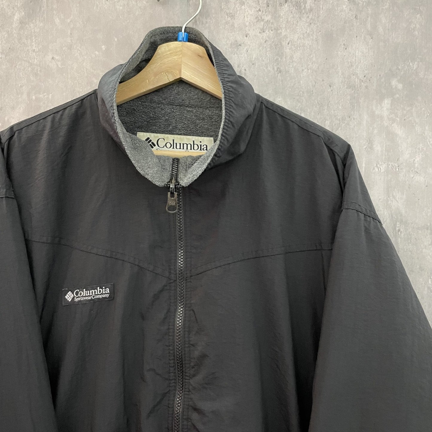 90s vintage 古着 ビンテージ コロンビア Columbia ナイロン アウトドアジャケット オールブラック フルジップ