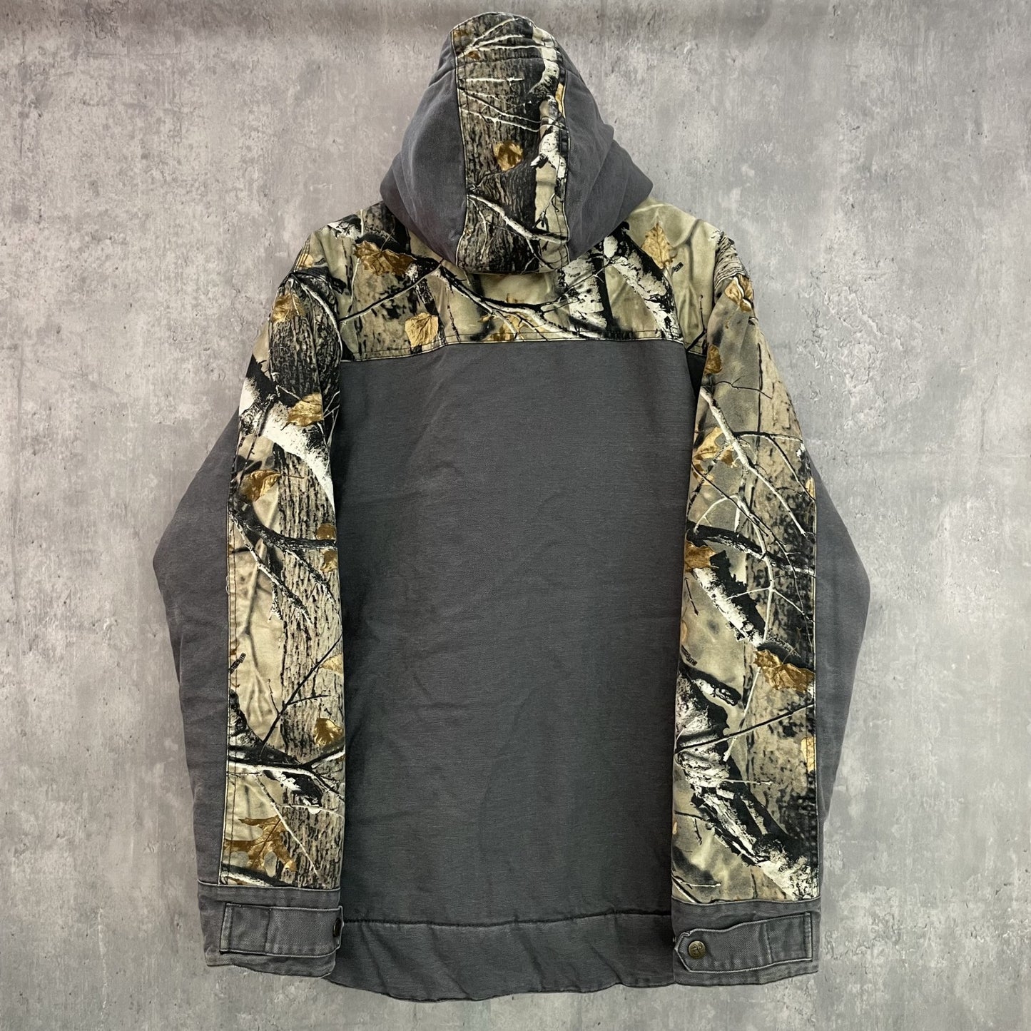 00s vintage 古着 ビンテージ リアルツリージャケット キルティング フルジップ 刺繍ロゴ フード付