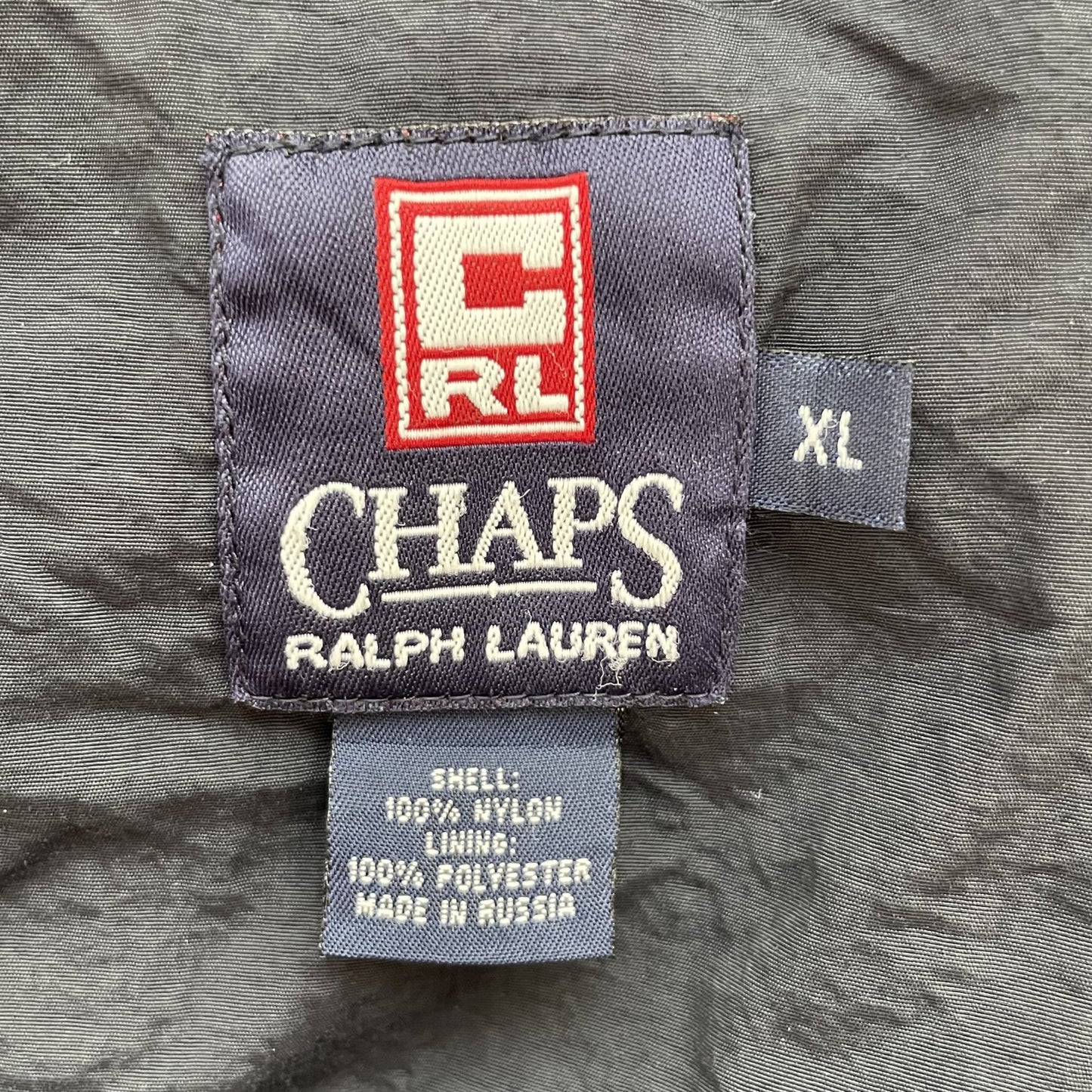 90s vintage 古着 ビンテージ チャップス CHAPS ナイロンジャケット アノラック テック 刺繍ロゴ ドローコード フード付