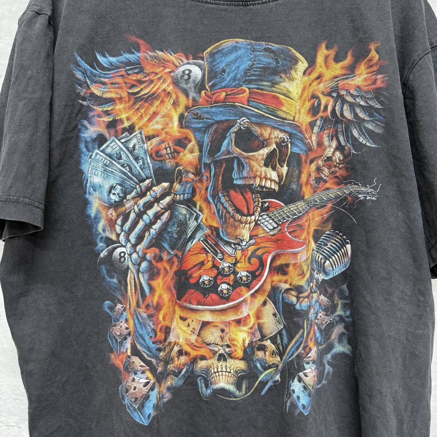00s vintage 古着 ビンテージ スカルTシャツ Y2K ビック両面プリント ROCK オーバーサイズ ブラック