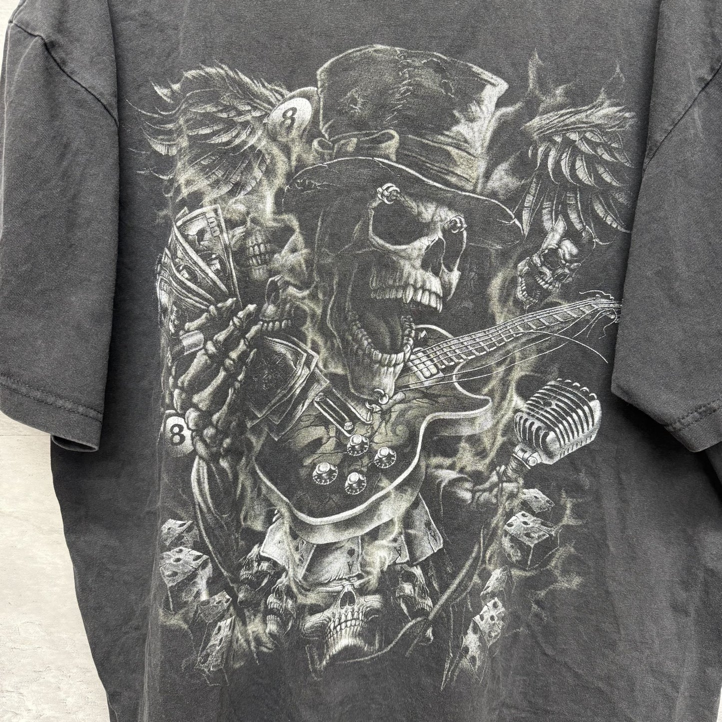 00s vintage 古着 ビンテージ スカルTシャツ Y2K ビック両面プリント ROCK オーバーサイズ ブラック