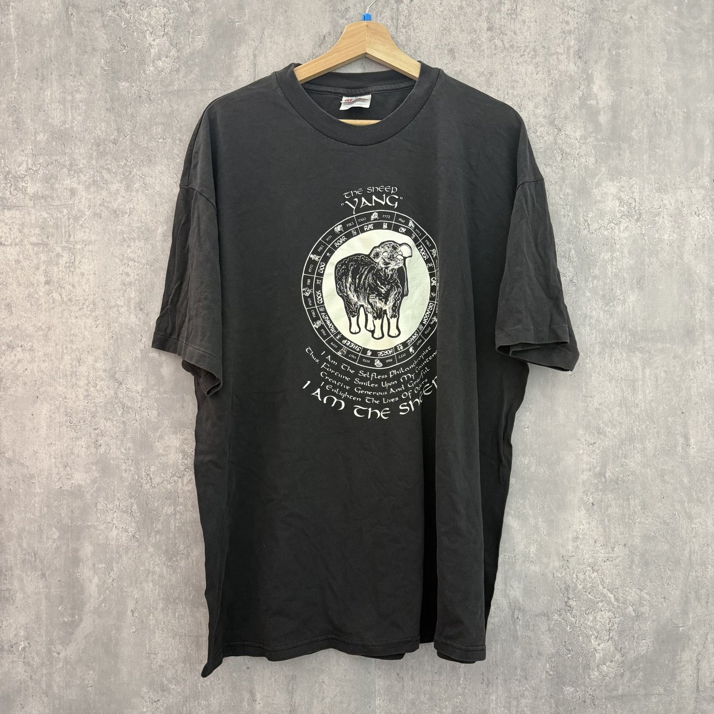 90s vintage 古着 ビンテージ Hanes ヘインズ Tシャツ 干支 羊Tシャツ 袖シングル ブラック