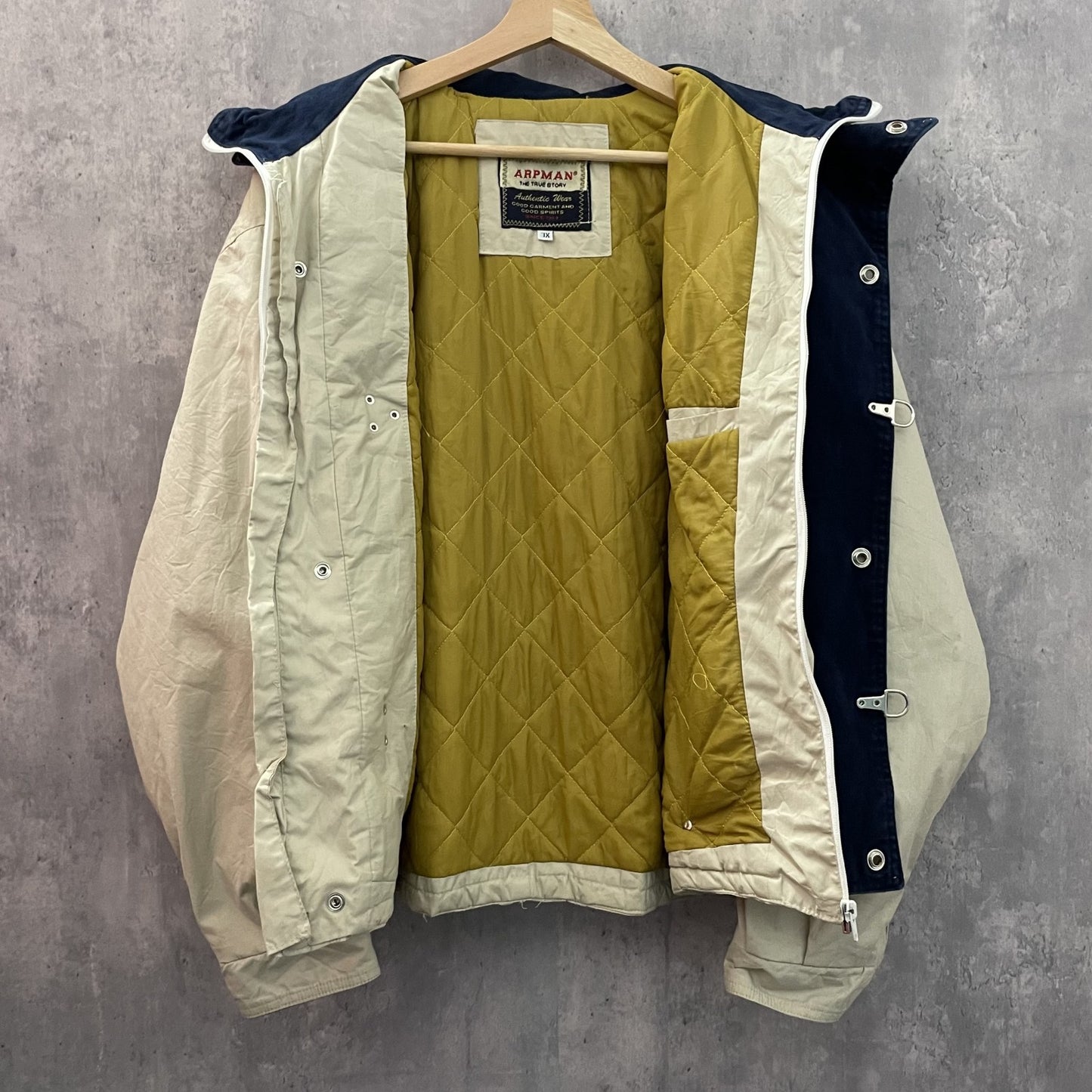 90s vintage 古着 ビンテージ ARPMAN ナイロン ファイヤーマンジャケット ドローコード フロントロゴ ブルゾンジャケット