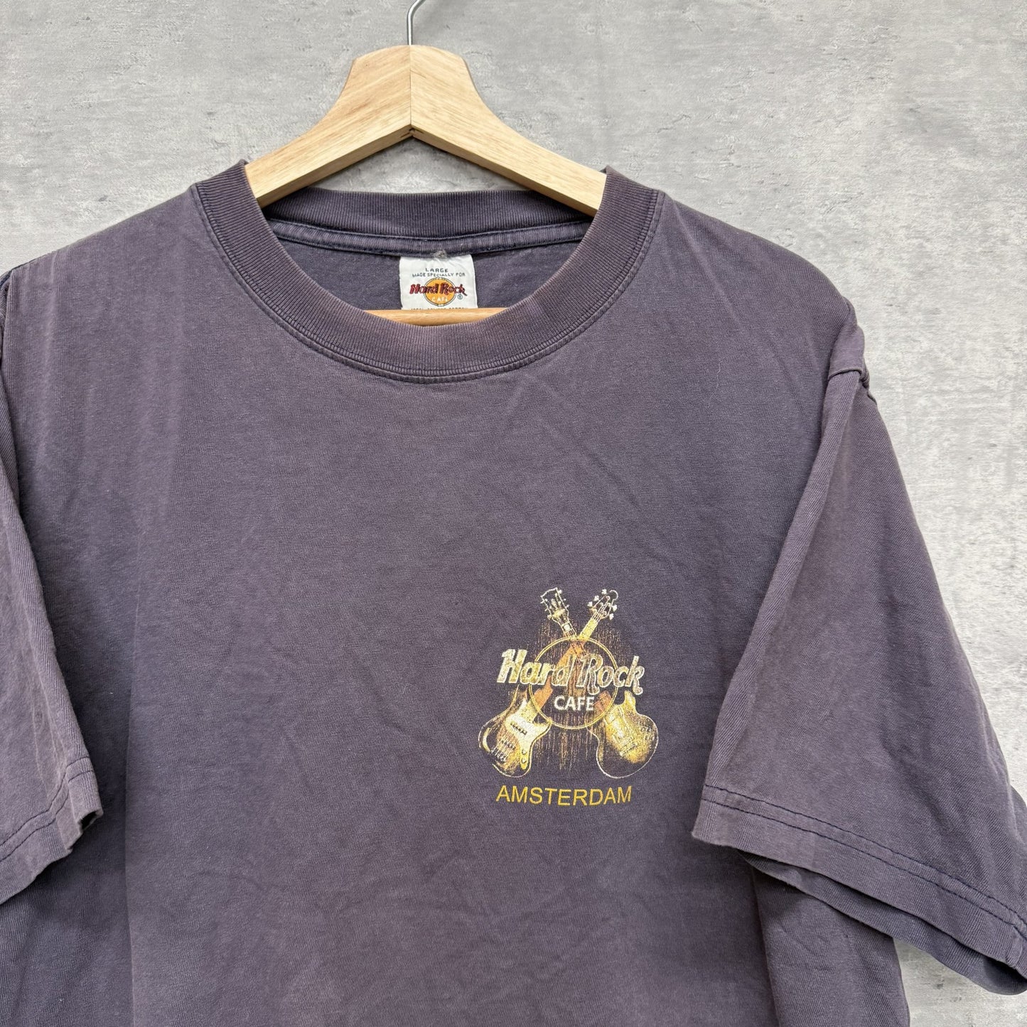 90s vintage 古着 ビンテージ ハードロック HardRock 胸元ロゴ バックプリント グレー