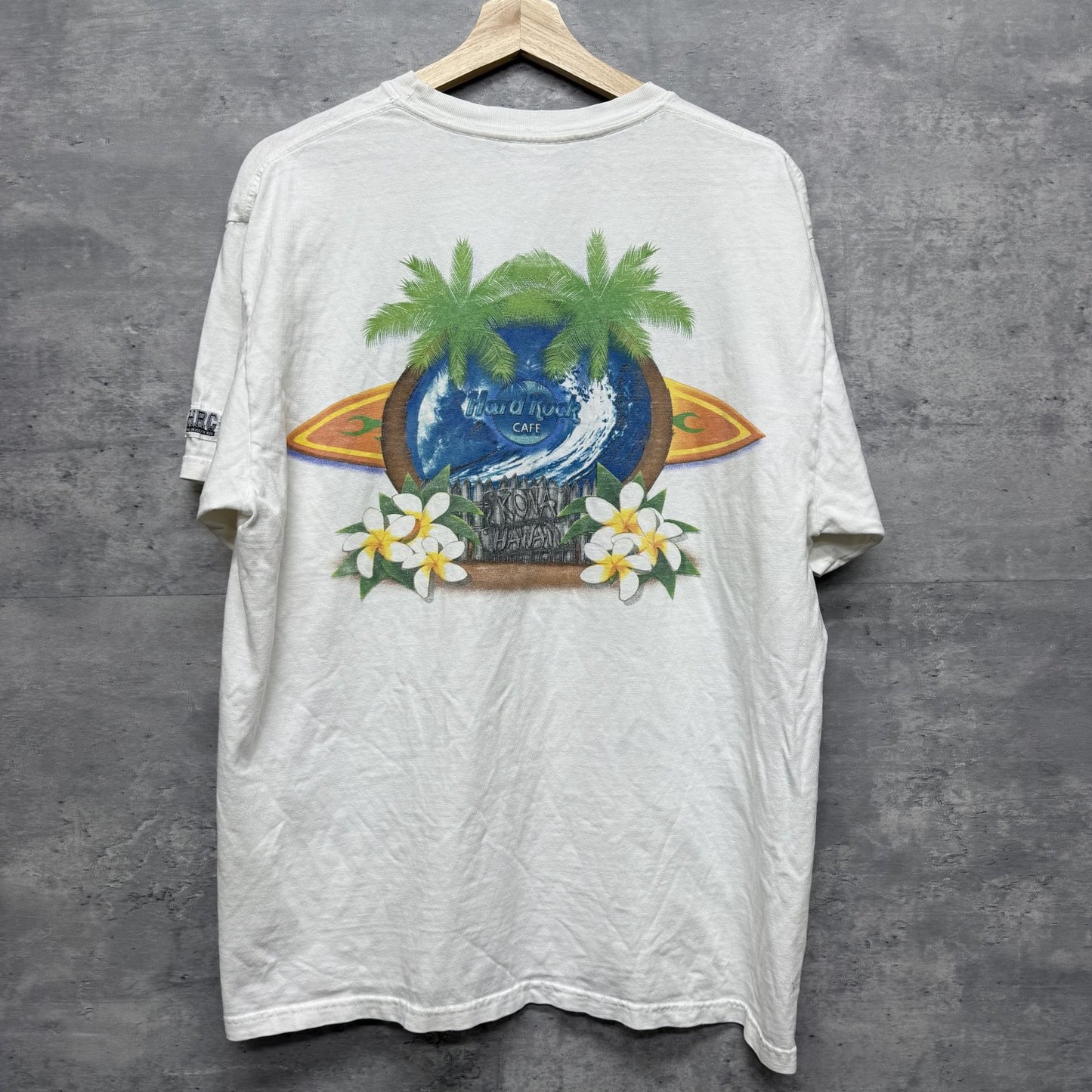 90s vintage 古着 ビンテージ ハードロック HardRock 胸元 バックプリント アメカジ ホワイト