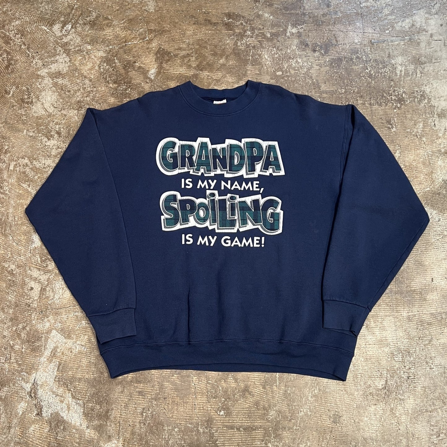 00s Fruit of the loom GRANDPA センタープリントスウェット ネイビー XL