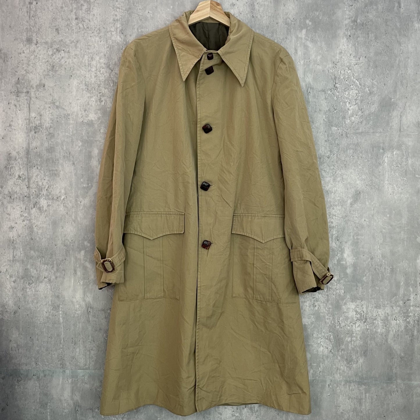 40s vintage HAIMLO レインコート 希少 古着 ビンテージ ステンカラー コート クルミボタン XLサイズ