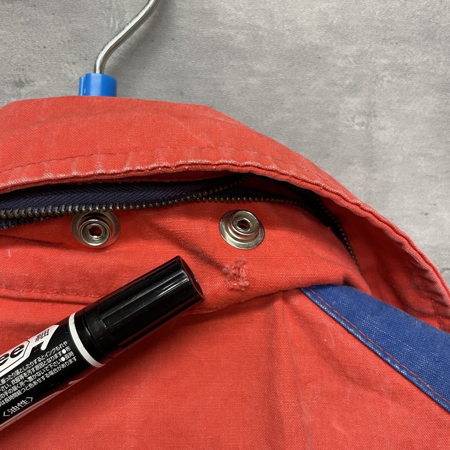 vintage 古着 ビンテージ ワークジャケット 実物 企業 フルジップ スナップボタン ツートンカラー ノーブランド