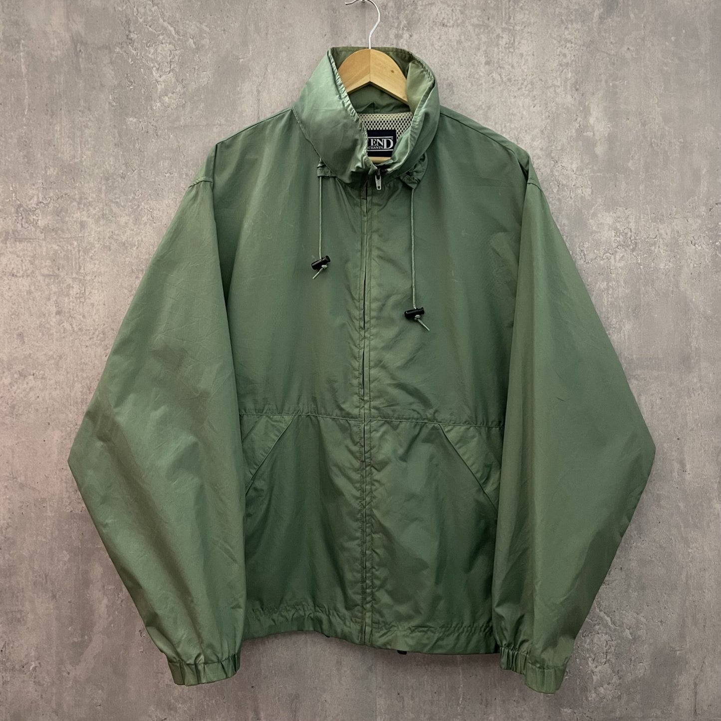 90s vintage 古着 ビンテージ ランズエンド LANDS END ナイロンジャケット フルジップ ドローコード テック
