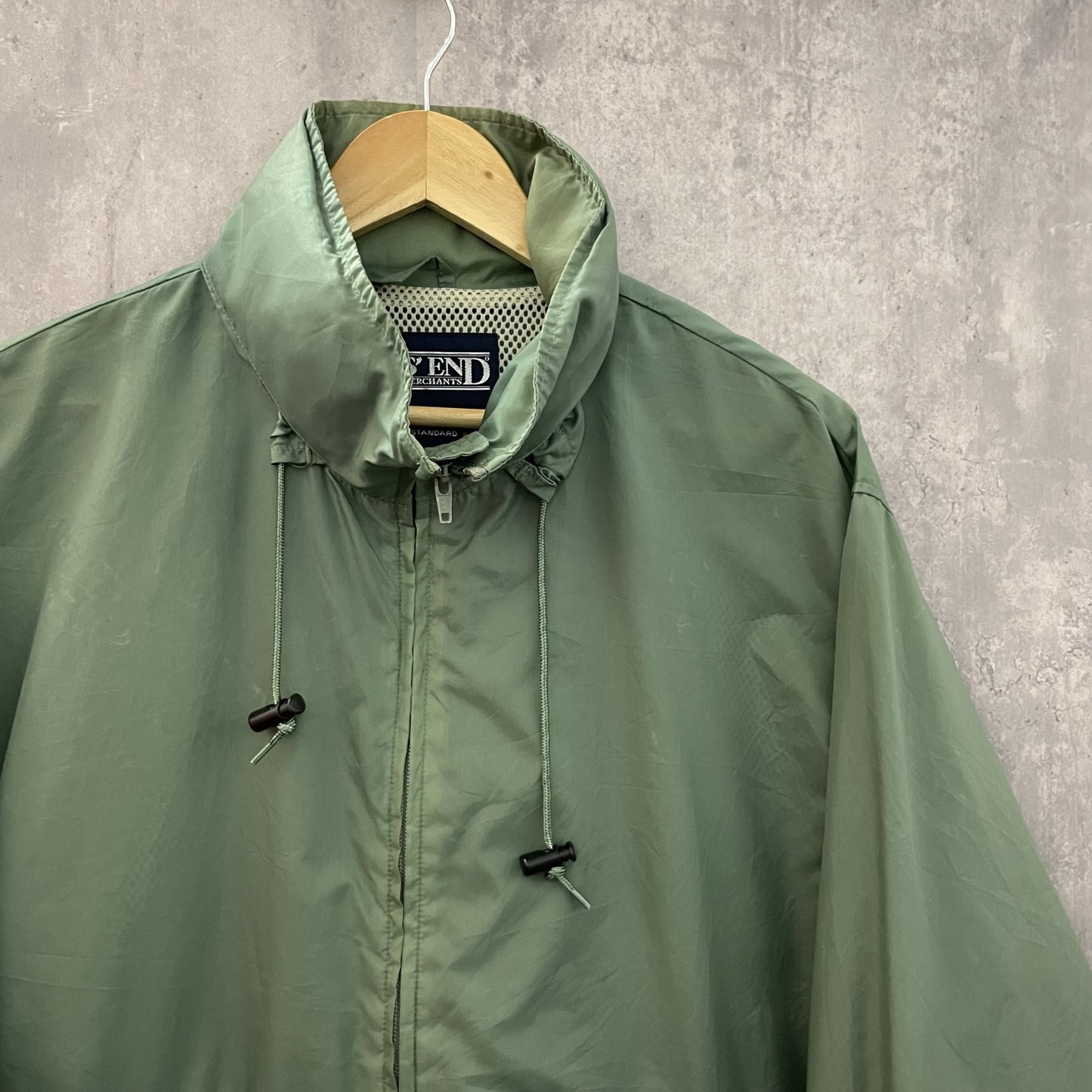 90s vintage 古着 ビンテージ ランズエンド LANDS END ナイロンジャケット フルジップ ドローコード テック